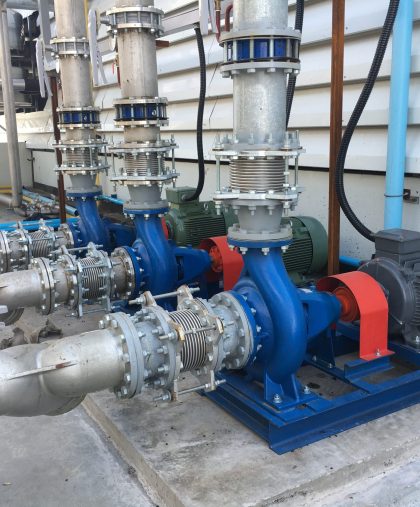 Water pump motors used in cooling tower systems in industrial plants.